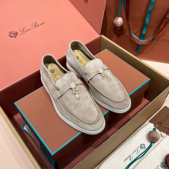 Loro Piana Shoes - Loro Piana Women's Grey and Tan Loafers 39